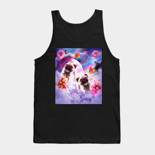 Pugs In The Clouds With Donut And Pizza Tank Top by Random Galaxy